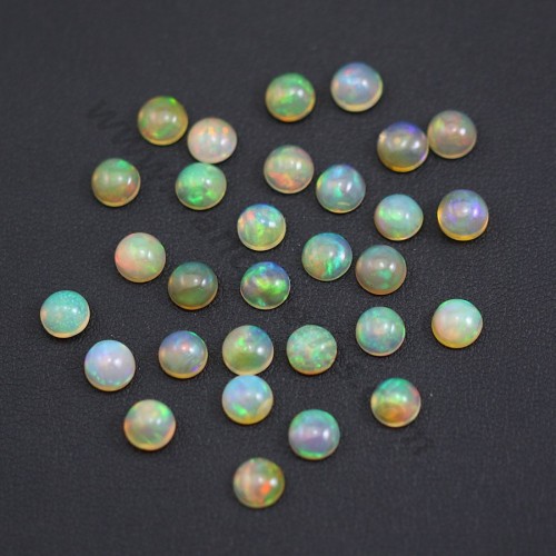 Ethiopian opal in cabochon, multicolored, in round shape, 6mm x 1pc