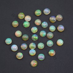 Cabochon d'opale ethiopienne, multicolore, de forme ronde, 6mm x 1pc