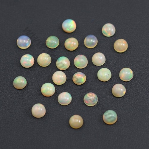 Ethiopian opal in cabochon, multicolored, in round shape, 6mm x 1pc