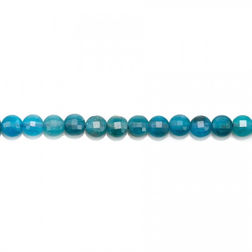 Apatite bleu, en forme de rond plat facetté, 4mm x 39cm
