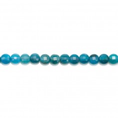 Apatite bleu, en forme de rond plat facetté, 4mm x 39cm