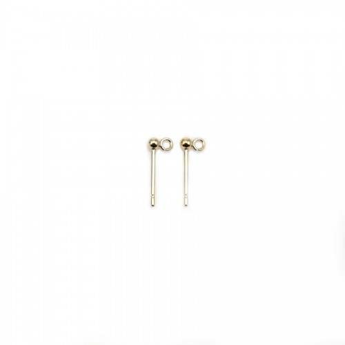 Clous d'oreilles boule avec anneau en Gold Filled 2mm x 2pcs