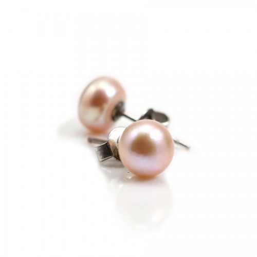 Earring  silver 925 Violet Freshwater Pearl 8-9mm x 2pcs