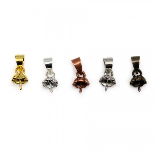 Bélière coupelle pour perle half-percée en metal 8mm x 4pcs