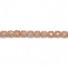 Orange sun stone, in a faceted squared shaped 6mm x 39cm