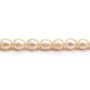 Salmon color round freshwater pearls on thread 9-10mm x 40cm
