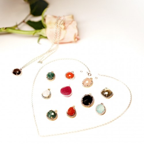 Tourmaline necklace, in rhodium silver 925, 45cm