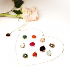 Tourmaline necklace, in rhodium silver 925, 45cm