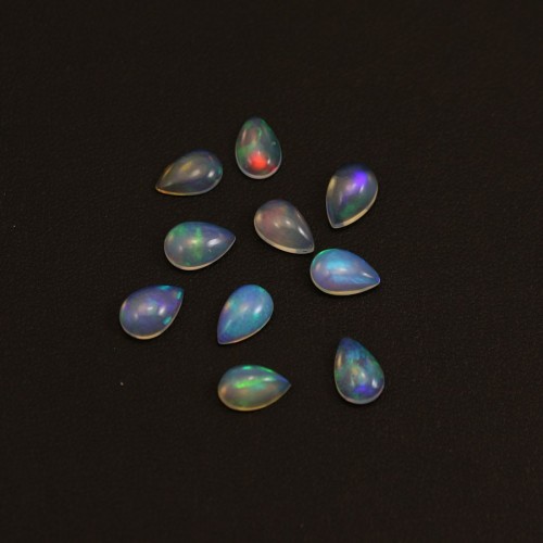Cabochon opale éthiopienne, goutte 6x9mm x 1pc