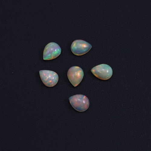 Cabochon opale éthiopienne, goutte 7x9mm x 1pc