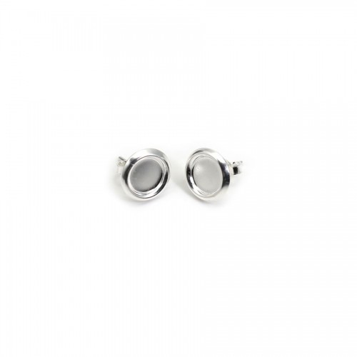 Crochet d'oreilles en argent 925, porte cabochon 8mm x 2pcs