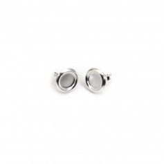 Crochet d'oreilles en argent 925, porte cabochon 8mm x 2pcs