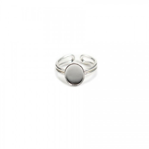 Bague réglable support oval 6x8mm en argent 925 x 1pc