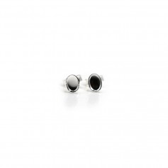 Clous d'oreilles plateau ovale pour cabochon 4x6mm en argent 925 x 2pcs