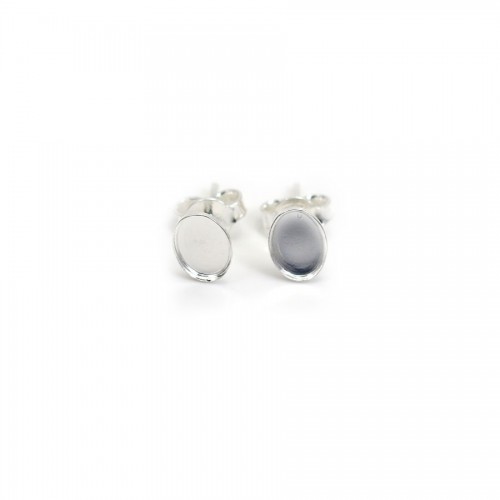 Clous d'oreilles plateau ovale pour cabochon 5x7mm en argent 925 x 2pcs