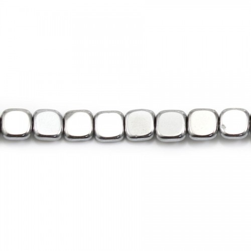 Silver Hematite in square shape 6mm x 40cm