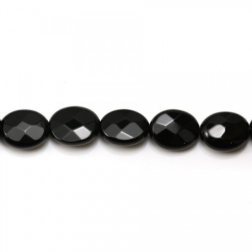 Onyx, faceted oval, 8x10mm x 37cm