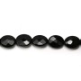 Black onyx, oval faceted, 8x10mm x 40cm