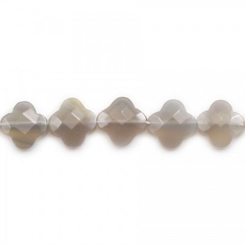 Grey agate clover  faceted 13 mm x 2pcs