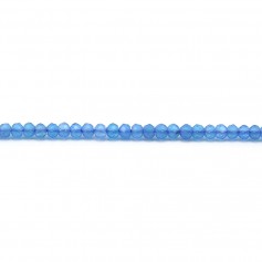 Agate teinté, couleur bleu, en forme de rondelle facetté, de taille 2x3mm x 39cm