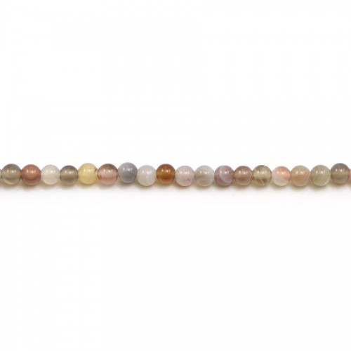 Agate du botswana, multicolore, ronde, 3mm x 40cm