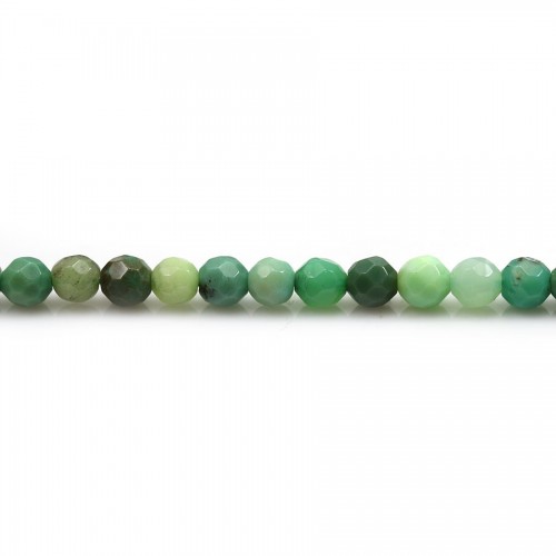 Agate d'herbe verte ronde facette 4mm x 40cm