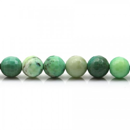 Ágata hierba, verde, redonda facetada, 8mm x 39cm