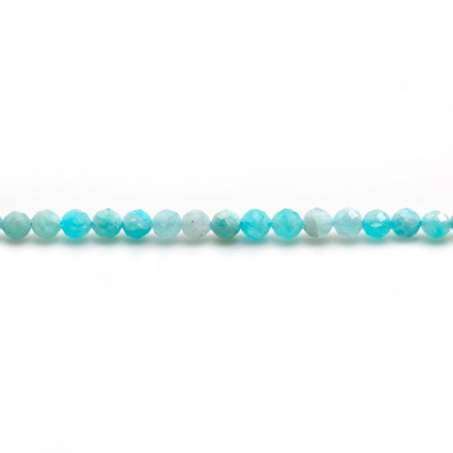 Peruanischer Amazonit, rund facettiert, 3.5mm x 39cm