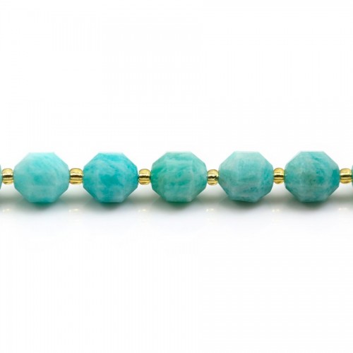Amazonite ,en forme d'octogonal facette sur fil 10mm x 40cm