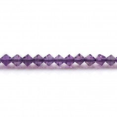 Améthyste,en forme de toupie facette 4mm x 39cm
