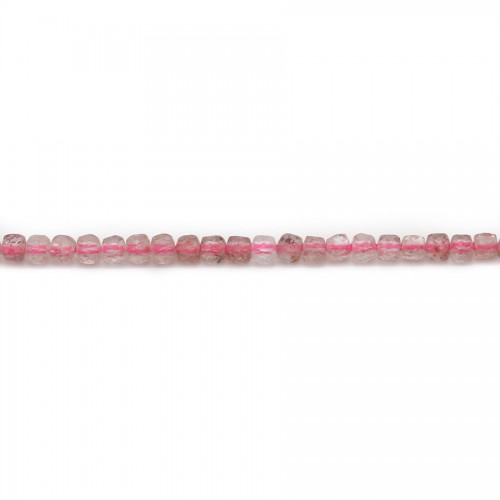 Quartz fraise en forme de cube facette 2mm x 40cm