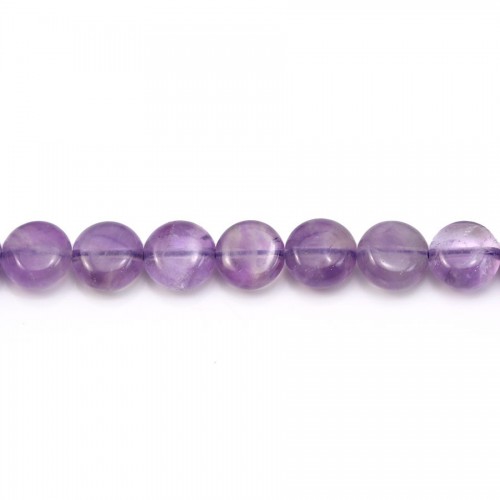 Amethyst light purple flat round 8mm x 6pcs