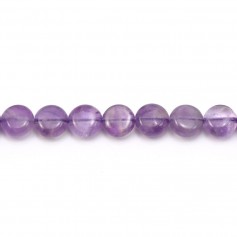 Améthyste violet claire ronde plate 8mm x 6pcs