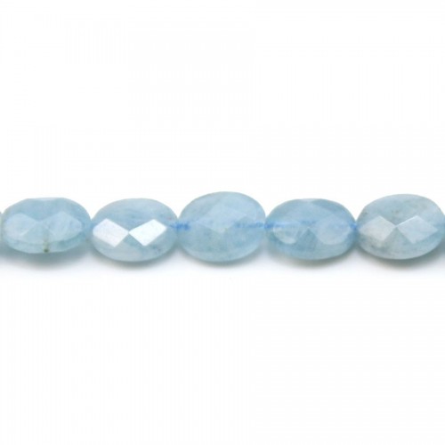 Aquamarine, faceted oval, 8x10mm x 39cm