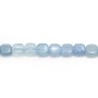 Aigue marine bleu, de forme carré 6mm x 4 pcs
