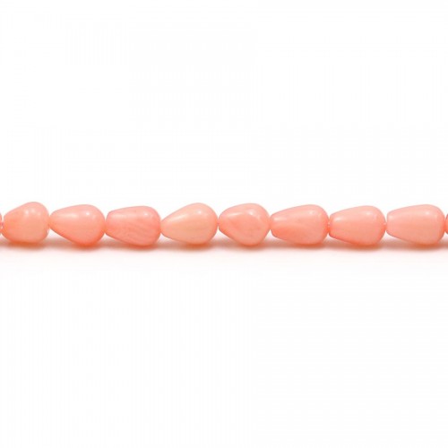 Bambou de mer teinté orange, en forme de goutte, de taille 2x6mm x 40cm