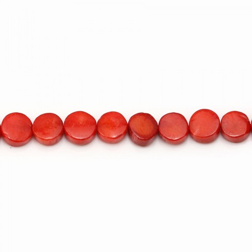 Red colored round flat sea bamboo 9-11mm x40cm