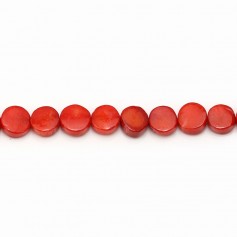 Red colored round flat sea bamboo 9-11mm x40cm