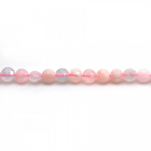 Morganite et Aigue Marine, en forme de rond plat facette  4mm x 40cm