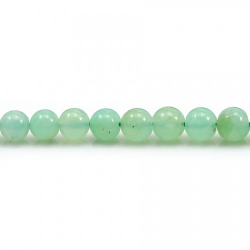 Chrysoprase de couleur verte, de forme ronde, 5mm x 4pcs