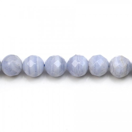 Blue Chalcedony Faceted Round  8mm x 40cm