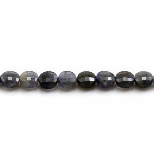 Cordiérite (Iolite) in round flat faceted shaped 6mm x 39cm