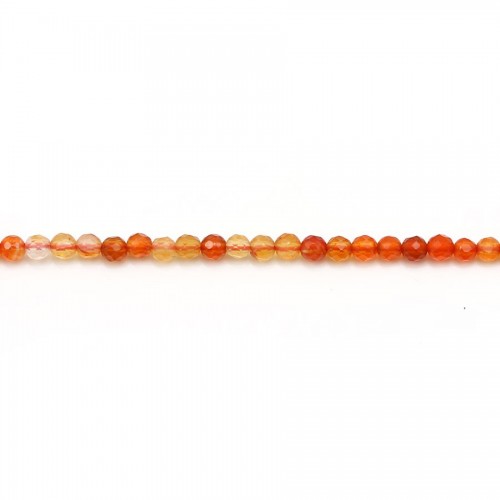 Cornalina, rotonda sfaccettata, 2mm x 38cm