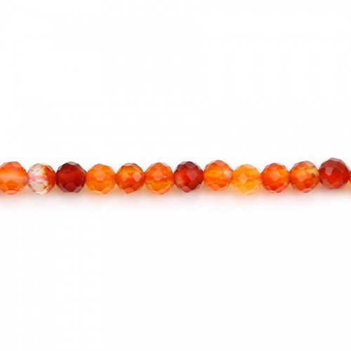 Carneliano, redondo facetado, 3mm x 38cm