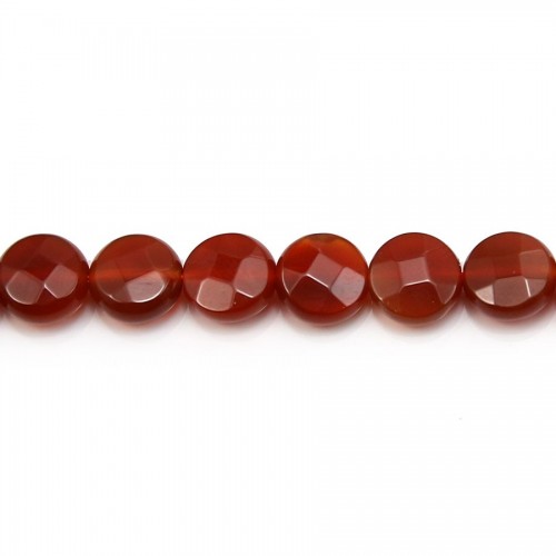 Cornaline ronde plate facette 8mm x 4pcs