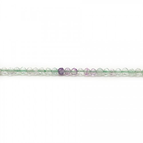 Fluorite multicolore, de forme ronde facetté, 2mm x 39cm