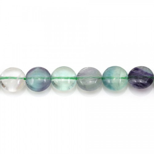 Fluorite de forme ronde plate 8mm x 40cm