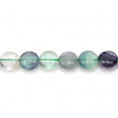 Fluorite de forme ronde plate 8mm x 40cm