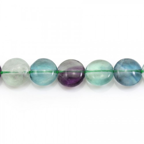 Fluorite in flat round shape, 10mm x 4pcs