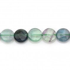 Fluorite de forme ronde plate facette 10mm x 2pcs